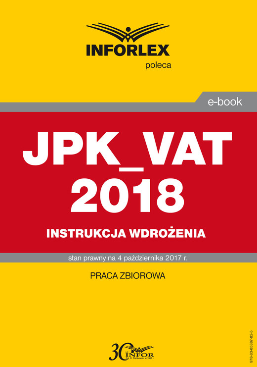 okładka JPK_VAT 2018 – Instrukcja wdrożenia ebook | pdf | Praca Zbiorowa