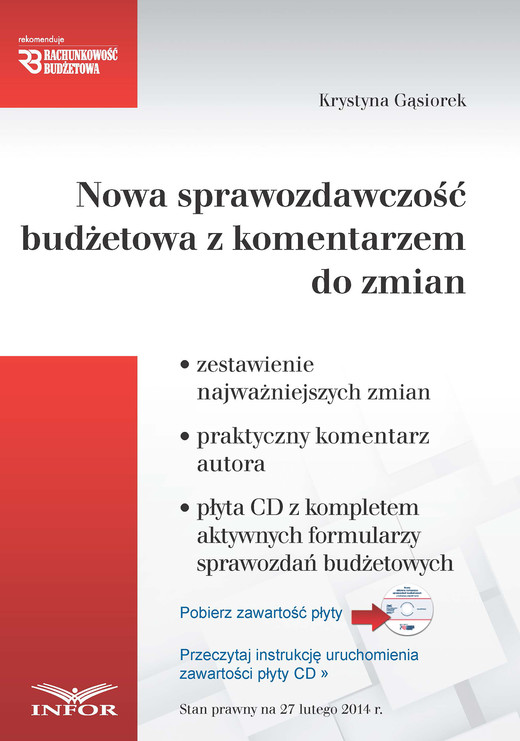 okładka Nowa sprawozdawczość budżetowa z komentarzem w PDF ebook | pdf | Krystyna Gąsiorek