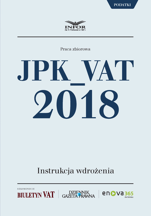 okładka JPK_VAT 2018. Instrukcja wdrożenia ebook | pdf | Praca Zbiorowa