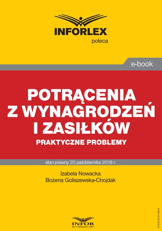 okładka Potrącenia z wynagrodzeń i zasiłków – praktyczne problemy ebook | pdf | Izabela Nowacka, Bożena Goliszewska-Chojdak