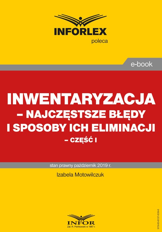 okładka Inwentaryzacja – najczęstsze błędy i sposoby ich eliminacji – część I ebook | pdf | Izabela Motowilczuk