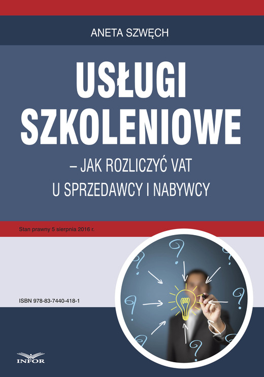 okładka Usługi szkoleniowe – jak rozliczyć VAT u sprzedawcy i nabywcy ebook | pdf | Aneta Szwęch