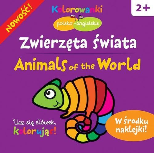 okładka Zwierzęta świata. Kolorowanki polsko-angielskie z naklejkami książka | Krystyna Bardos