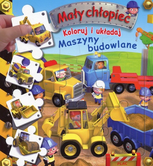 okładka Mały chłopiec Koloruj i układaj Maszyny budowlane książka | Emilie Beaumont