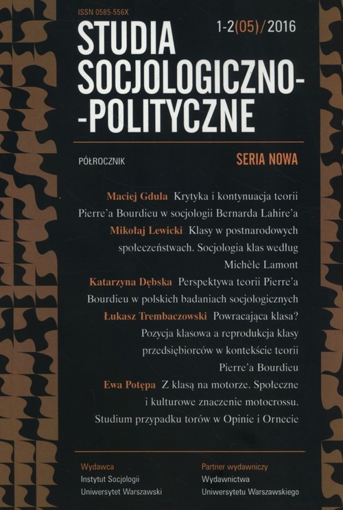 okładka Studia Socjologiczno-Polityczne 1-2/2016 książka
