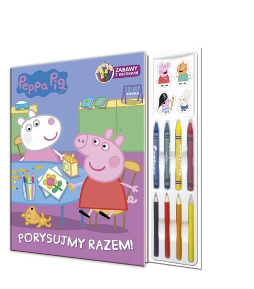 okładka Peppa Pig Zabawy z kredkami Tom 1 Porysujmy razem! książka