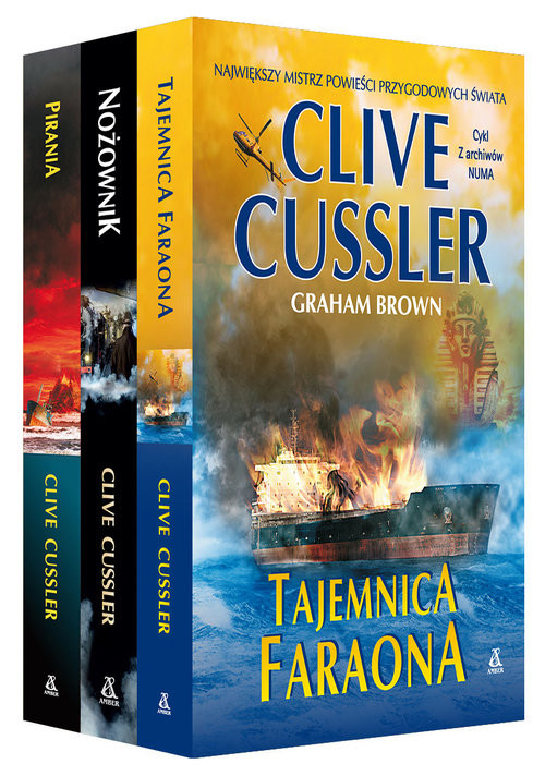 okładka Tajemnica faraona / Nożownik / Pirania Pakiet książka | Clive Cussler