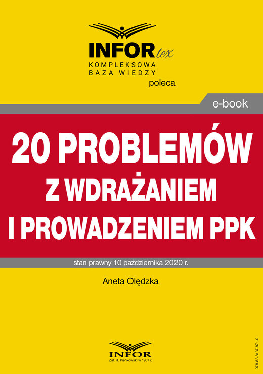 okładka 20 problemów z wdrażaniem i prowadzeniem PPK ebook | pdf | dr Aneta Olędzka