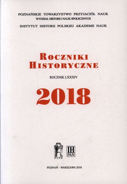 okładka Roczniki Historyczne T.84 2018 książka