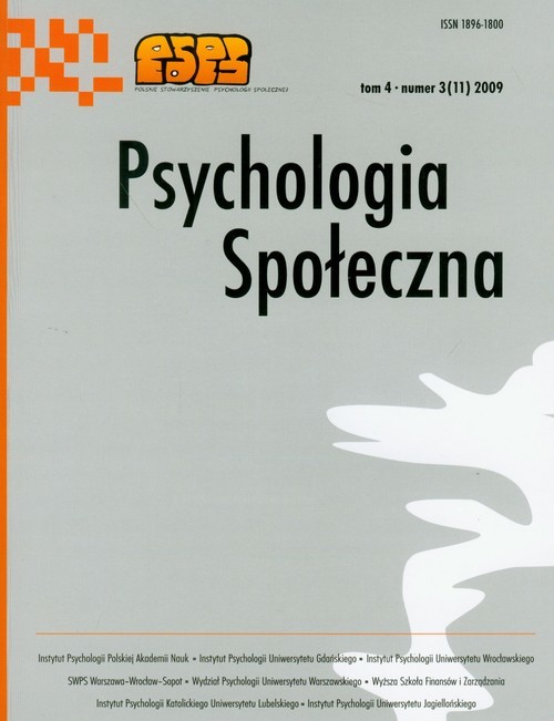 okładka Psychologia społeczna  3/2009 Tom 4 książka