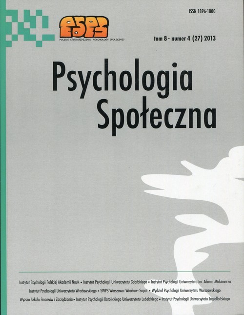 okładka Psychologia Społeczna  8(27) 2013 książka