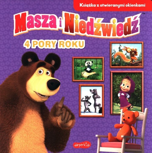 okładka 4 pory roku. Masza i Niedźwiedź. Książka z otwieranymi okienkami książka