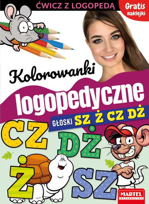 okładka Kolorowanki logopedyczne Głoski Sz Ż Cz Dz z naklejkami książka | Magdalena Małecka, Agnieszka Wiatrowska