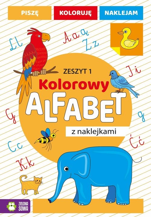 okładka Kolorowy alfabet z naklejkami Zeszyt 1 książka