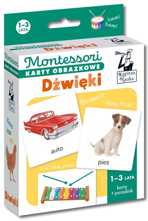 okładka Montessori Karty obrazkowe Dźwięki (1-3 lata) Kapitan Nauka książka | Katarzyna Dołhun