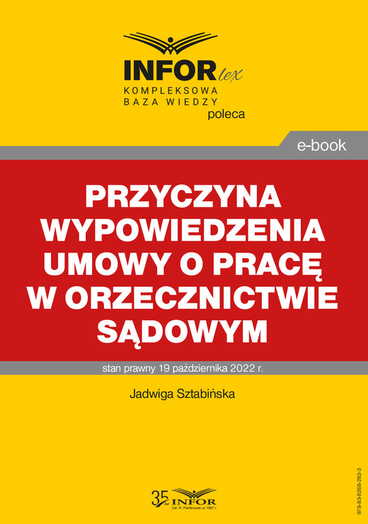 okładka Przyczyna wypowiedzenia umowy o pracę w orzecznictwie sądowym ebook | pdf | Jadwiga Sztabińska