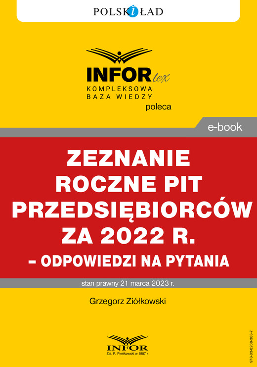 okładka Rozliczenie roczne PIT przedsiębiorców za 2022 r. – odpowiedzi na pytania ebook | pdf | Grzegorz Ziółkowski