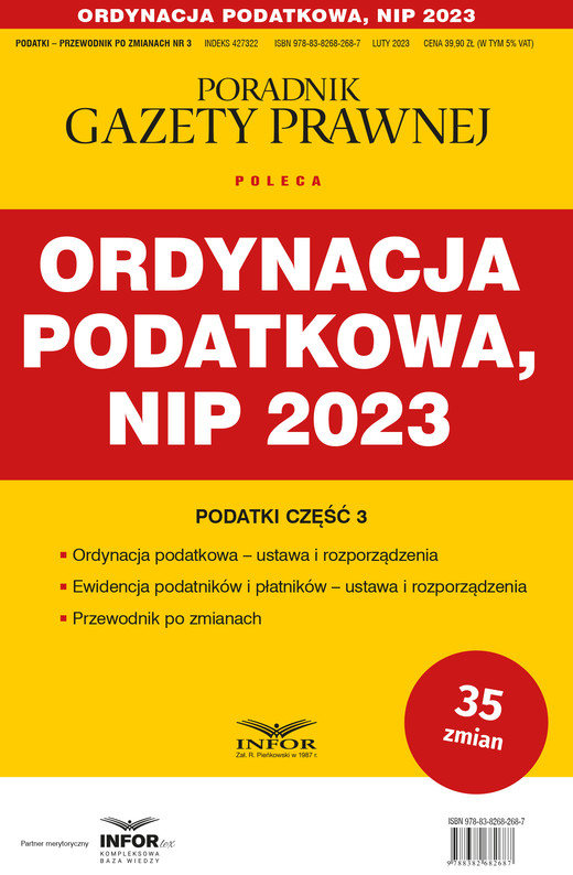 okładka Ordynacja podatkowa, NIP 2023 ebook | pdf | Praca zbiorowa