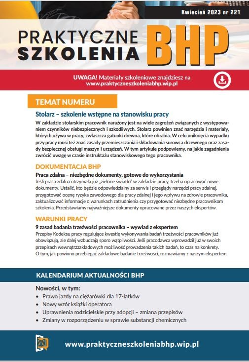okładka Praktyczne szkolenia BHP kwiecień 2023 ebook | pdf | Praca Zbiorowa