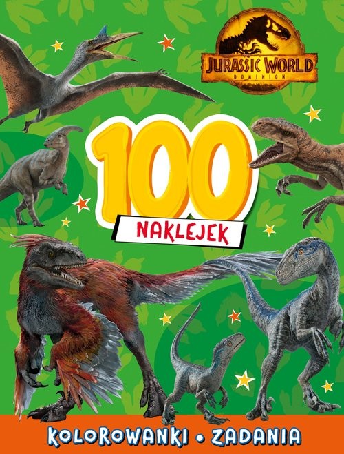 okładka 100 naklejek Jurassic World Dominion książka