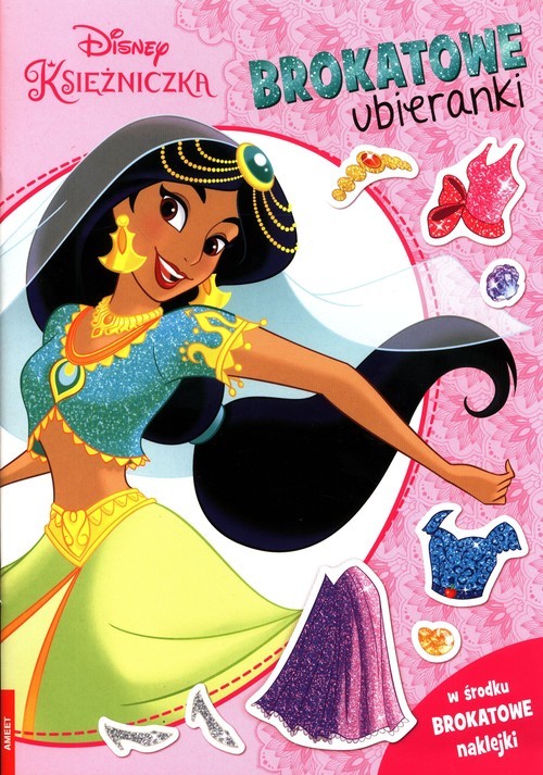 okładka Disney Księżniczki Brokatowe ubieranki książka