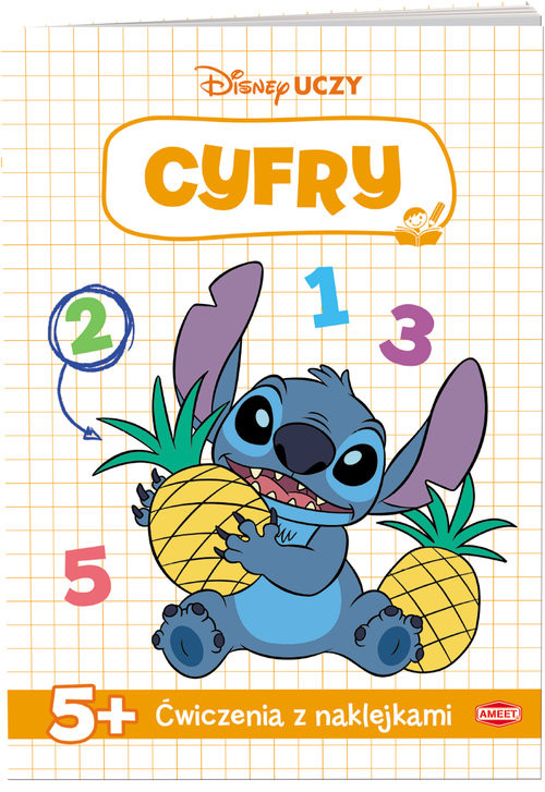 okładka Disney uczy Stitch Ćwiczenia z naklejkami Cyfry książka