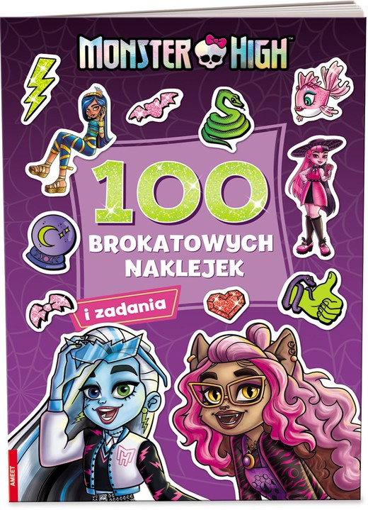 okładka Monster High 100 brokatowych naklejek książka