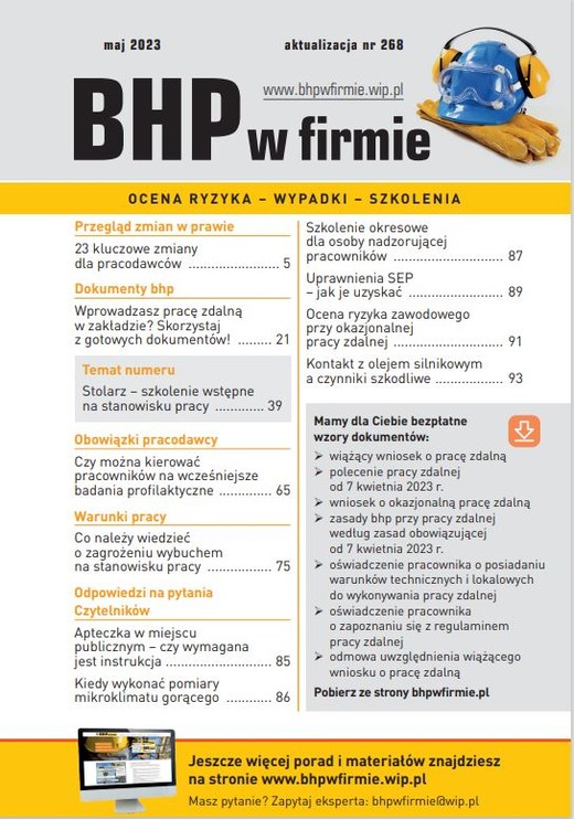 okładka „BHP w firmie” maj 2023 ebook | epub, mobi, pdf | Praca Zbiorowa