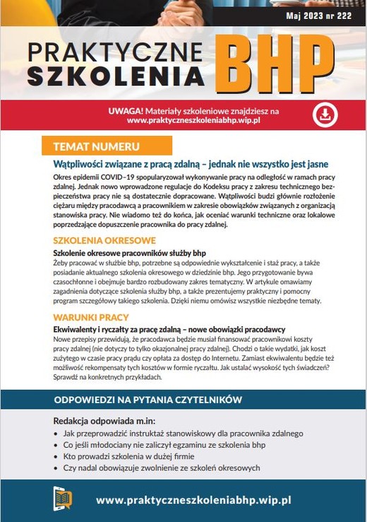 okładka Praktyczne szkolenia BHP maj 2023 ebook | pdf | Praca Zbiorowa