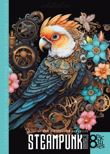 okładka Kolorowanka A4 Steampunk Papuga książka