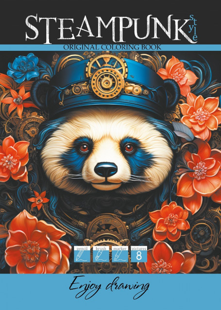 okładka Kolorowanka A4 Steampunk Panda książka