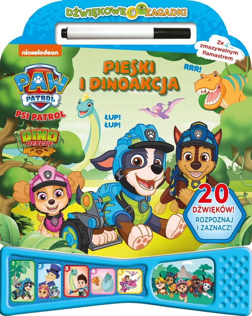 okładka Pieski i dinoakcja. Dźwiękowe zagadki. Psi Patrol książka | Opracowanie zbiorowe