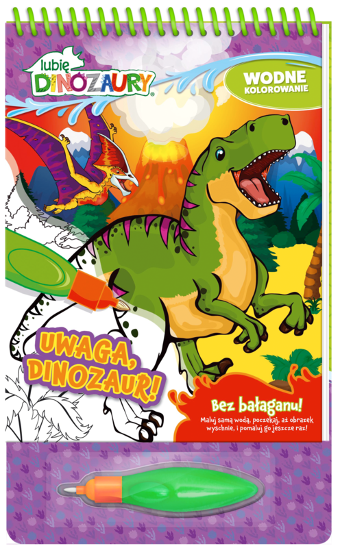 okładka Uwaga, Dinozaur! Lubię Dinozaury. Wodne kolorowanie książka