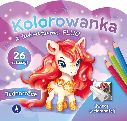 okładka Jednorożce. Kolorowanka z tatuażami FLUO książka