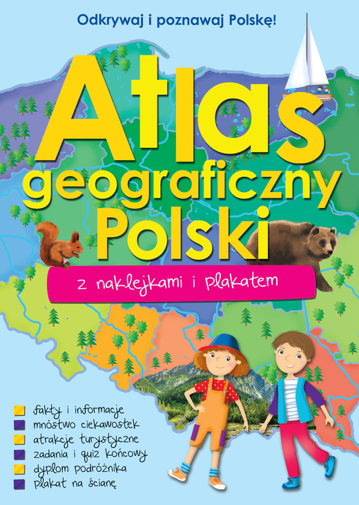 okładka Atlas geograficzny Polski z naklejkami i plakatem książka