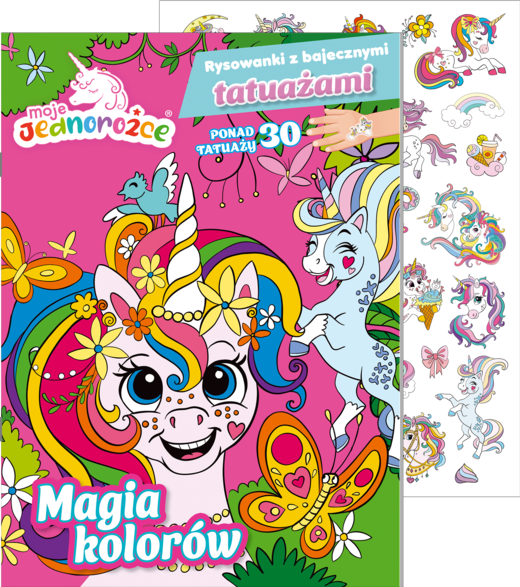 okładka Magia kolorów. Moje Jednorożce. Rysowanki z bajecznymi tatuażami książka