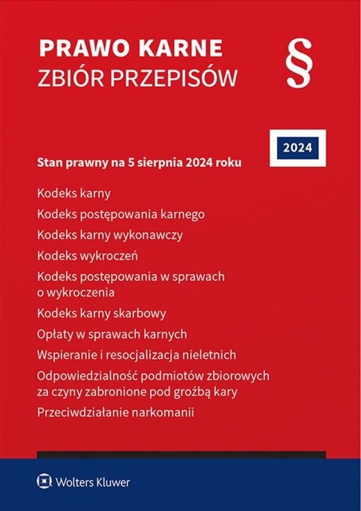 okładka Prawo karne. Zbiór przepisów 2024 książka