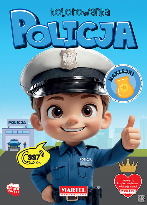 okładka Policja. Kolorowanka z naklejkami książka