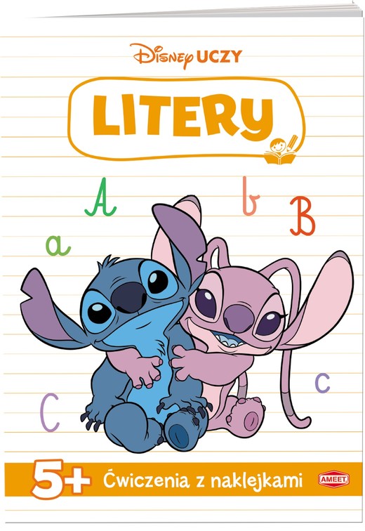 okładka Disney uczy  Stich Litery ćwiczenia z naklejkami UDN-9309 książka