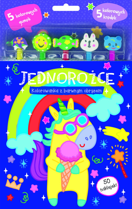 okładka Jednorożce Kolorowanka z barwnym obrysem książka