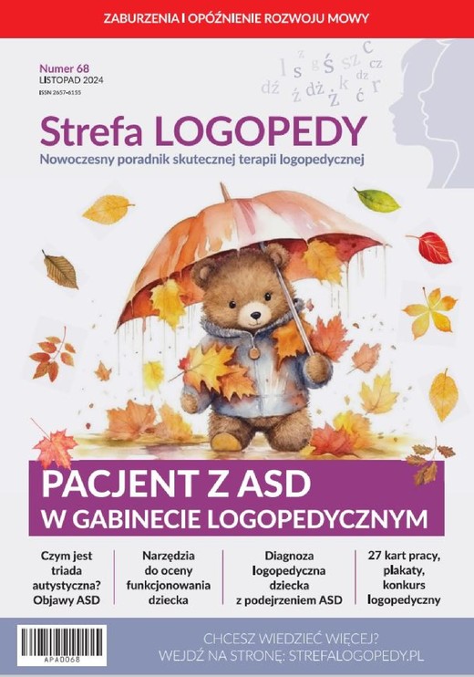 okładka Strefa LOGOPEDY, numer 68, Pacjent z asd w gabinecie logopedycznym Strefa LOGOPEDY, numer 68, Pacjent z asd w gabinecie logopedycznym ebook | pdf | Agnieszka Stefaniak-Szołyga