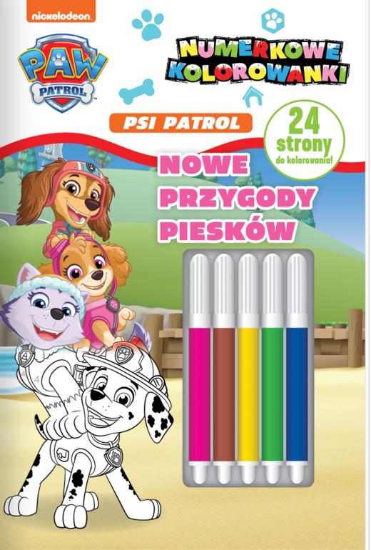 okładka Nowe przygody piesków. Psi Patrol. Numerkowe kolorowanki książka