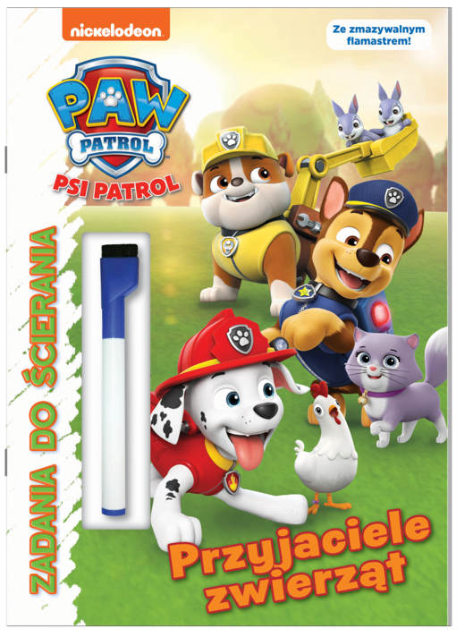 okładka Przyjaciele zwierząt. Psi Patrol. Zadania do ścierania książka