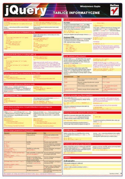 okładka Tablice informatyczne. JQuery ebook | pdf | Włodzimierz Gajda