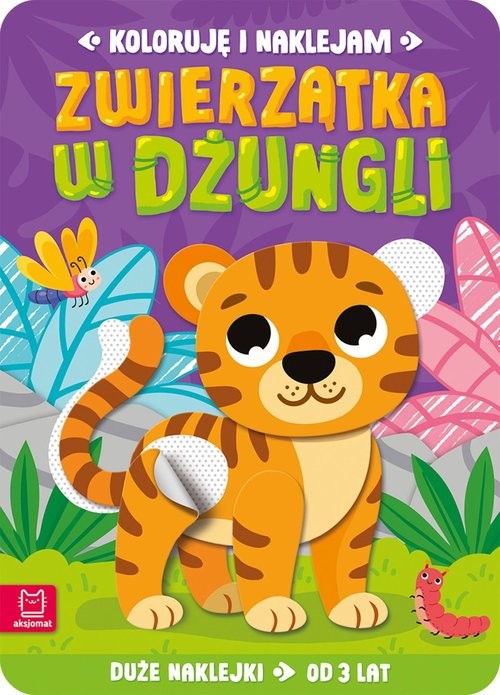 okładka Koloruję i naklejam. Zwierzątka w dżungli. Duże naklejki od 3 lat książka | Anna Podgórska