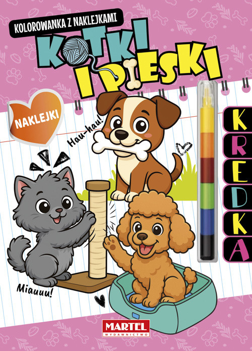 okładka Kotki i pieski z naklejkami. Kolorowanka z naklejkami (modułowa kredka) książka | Salamon Katarzyna