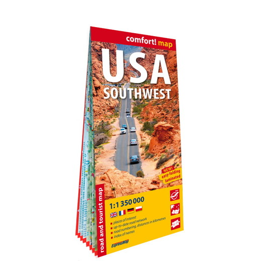 okładka USA Southwest road and tourist map 1:1 350 000 laminat 2025 książka | Opracowanie zbiorowe