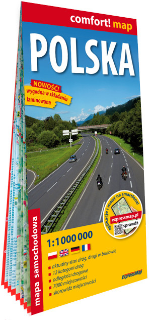 okładka Polska mapa samochodowa 1:1 000 000 laminat 2025 książka | Opracowanie zbiorowe