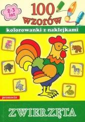okładka 100 wzorów - kolorowanki z naklejkami. Zwierzęta książka | Praca Zbiorowa