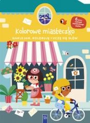 okładka Naklejam, koloruję, uczę się słów. Kolorowe miasto książka | Praca Zbiorowa